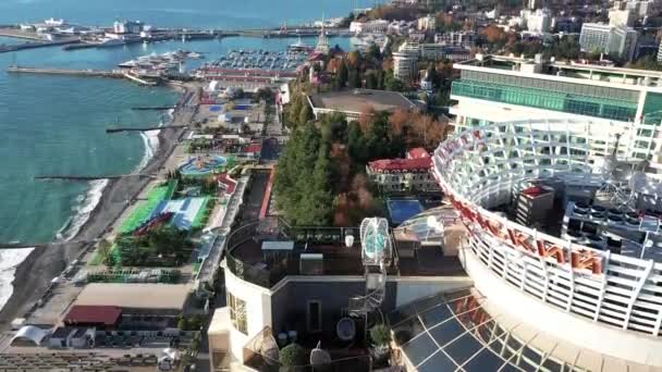 SOCHI. RUSSIA - 07 NOVEMBER 2018. Residential house lighthouse of Alexandria. Aerial survey — Stock Video