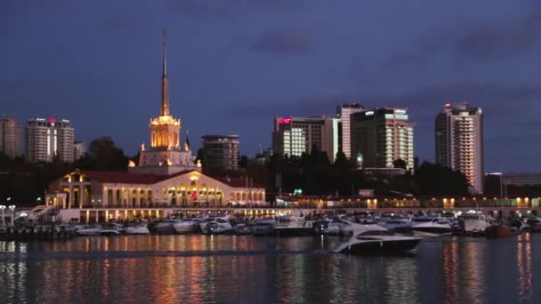 Sochi Rússia Novembro 2018 Porto Marítimo Comercial Iates Luxo Barcos — Vídeo de Stock