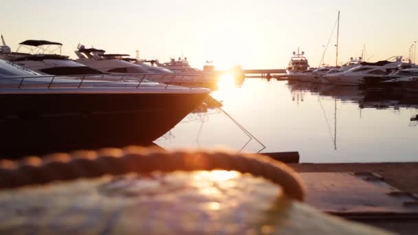 Ηλιοβασίλεμα Πάνω Από Θάλασσα Πόλη Σότσι Της Μαύρης Θάλασσας Λιμάνι — Αρχείο Βίντεο
