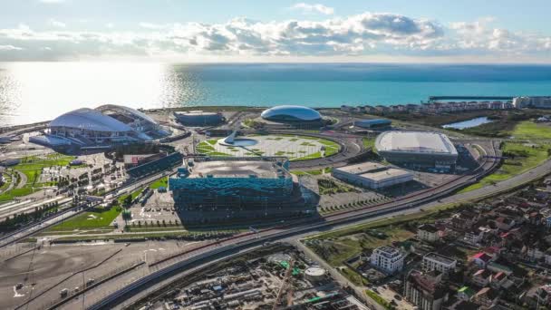 Россия Сочи Декабря 2018 Года Панорамный Вид Сочинского Олимпийского Парка — стоковое видео