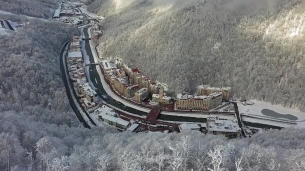 Sotschi Russland 2018 Rosa Khutor Skigebiet Sotschi Krasnaja Poljana Winterwald — Stockvideo