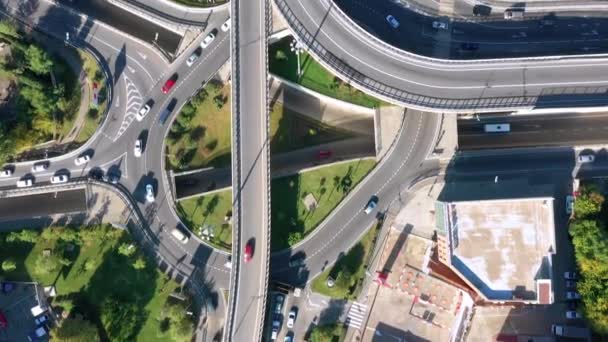 Aerial Survey Cars Ring Road Camera Facing Several Directions Movement — Stock Video