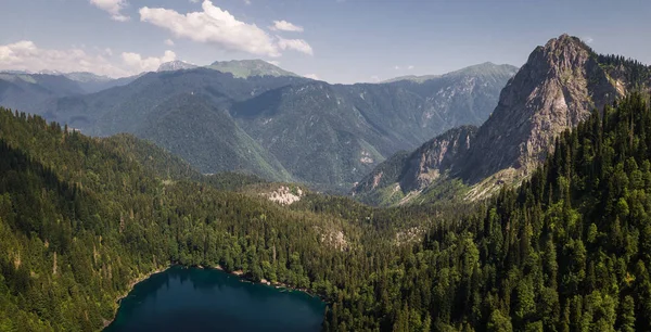Дивовижна Природа Пейзажний Вид Озеро Ritsa Абхазії Антена Видом Курортне — стокове фото