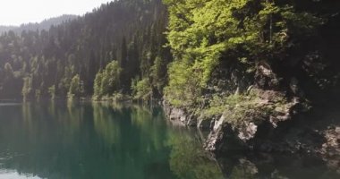 Bir dağ nehir Abhazya'da havadan görünümü.