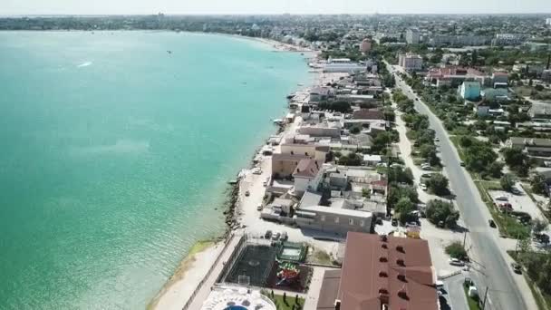 Αεροφωτογράφηση Evpatoria Κριμαία Πανοραμική Θέα Της Παραλίας Πανοραμική Άποψη Της — Αρχείο Βίντεο