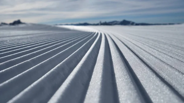 Pista Esquí Preparada Con Líneas Nieve — Foto de Stock