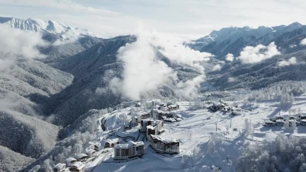 Estación Esquí Rosa Khutor Sochi Krasnaya Polyana Bosque Invierno Naturaleza — Vídeo de stock