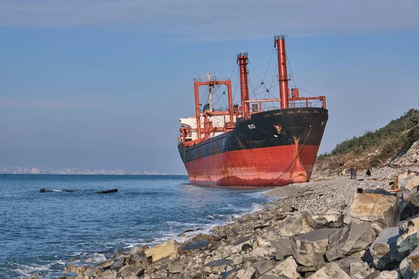 Gelendzhik Rusko Jan 2019 Názvem Rio Loď Uvízla Bouři Černém — Stock fotografie