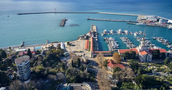 Sochi Rusya Federasyonu Aralık 2018 Sochi Bağlantı Noktası Yat Tekne — Stok fotoğraf