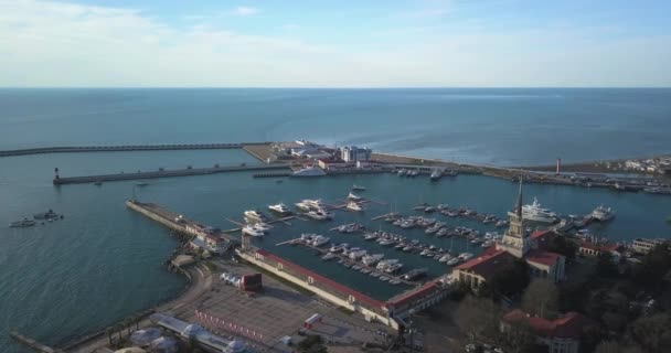 Sochi Tenger Port Oroszország Yacht Víz Nyáron Állomás Hajó Nézd — Stock videók