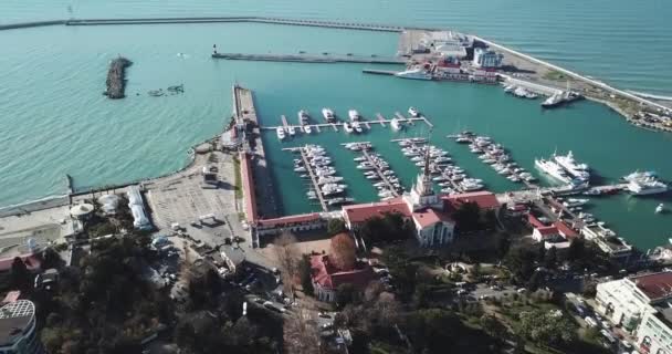 Sochi Tenger Port Oroszország Yacht Víz Nyáron Állomás Hajó Nézd — Stock videók