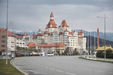 Sochi, Rusya Federasyonu - 01 Jan, 2019: öğleden sonra Sochi Park otel Bogatyr