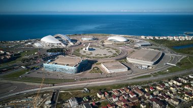 Rusya, Sochi - 03 Eylül 2018: Olimpiyat Panoraması Park Soçi 2014 mahkemelerinin Olimpiyatları, 2018 Dünya Kupası, Formula 1 yarış - Sochi Autodrome