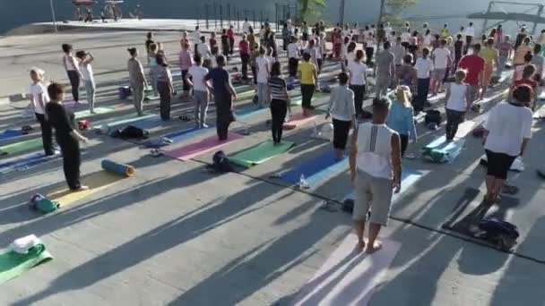 Sochi Rusland Jul 2017 Vrouw Man Mensen Yoga Pose Roza — Stockvideo