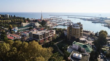 Deniz istasyonu - İstasyonu karmaşık bağlantı noktası, Sochi Soçi, Krasnodar Krayı, Rusya'nın merkezi bölgesinde. Havadan görünümü