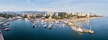 Deniz istasyonu - İstasyonu karmaşık bağlantı noktası, Sochi Soçi, Krasnodar Krayı, Rusya'nın merkezi bölgesinde. Havadan görünümü