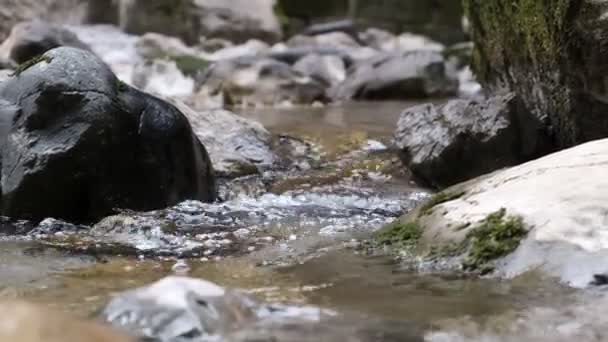 Mountain Flod Vatten Med Slow Motion Närbild — Stockvideo