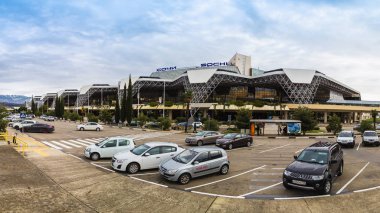 Sochi, Rusya Federasyonu-18 Şubat, 2018: Adler Havaalanı inşa. Havaalanı Sochi. (Aer)