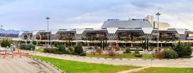 Sochi, Rusya Federasyonu-18 Şubat, 2018: Adler Havaalanı inşa. Havaalanı Sochi. (Aer)