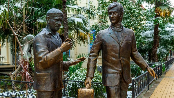 stock image Sochi, Russia - 21 FEB 2019: Monument to the heroes of the comedy The Diamond Hand.