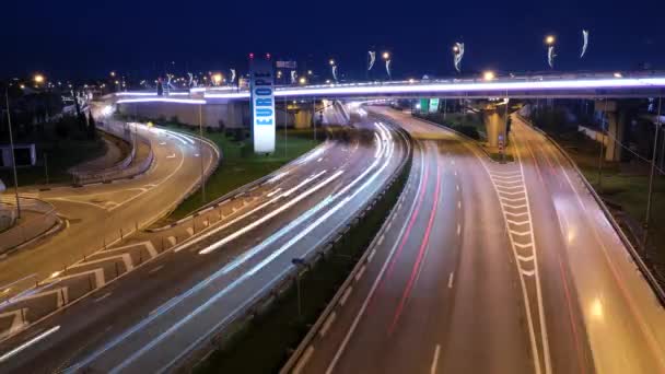 Timelapse Van Een Drukke Weg Nacht Tijdens Het Spitsuur Sotsji — Stockvideo