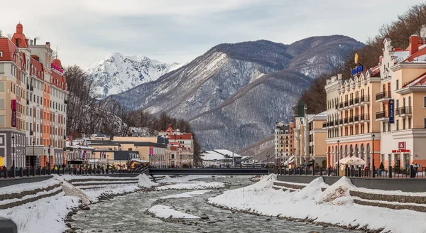 Sochi Rusia Feb 2019 Ski Resort Kelas Dunia Rosa Khutor — Stok Foto
