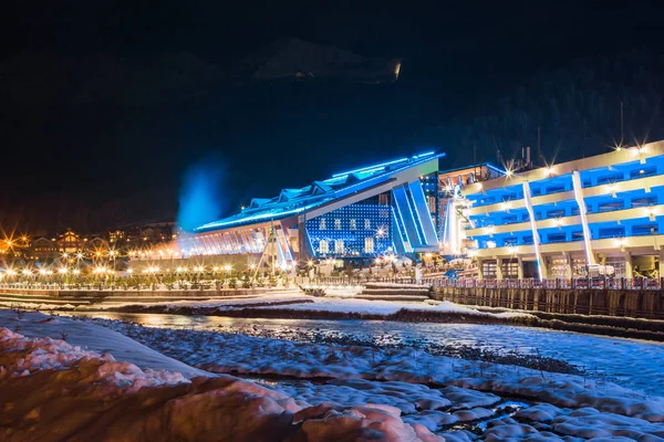 Sotschi Russland Feb 2019 Unterhaltungszentrum Galaxie Krasnaja Poljana Sochi Abendliche — Stockfoto