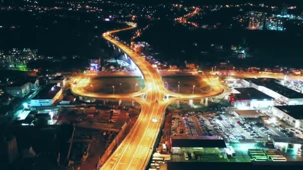Aerial Hyperlapse Traffic Big Intersection Bridges Ring Road Aerial View — Stock Video