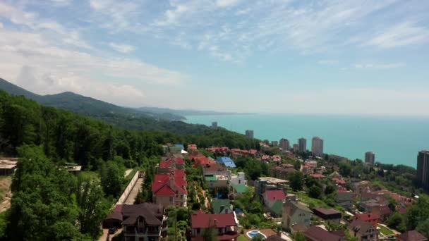 Aerial Video Shooting Flying Residential Area City Resort Sochi Black — Stock Video