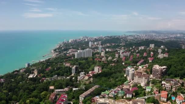 Letecká Střelba Letím Nad Obytnou Plochou Městské Letovisko Sochi Pobřeží — Stock video