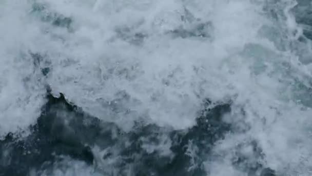 Mountain River Strong Flow Clean Water Blue Slow Motion Spray — Stock Video