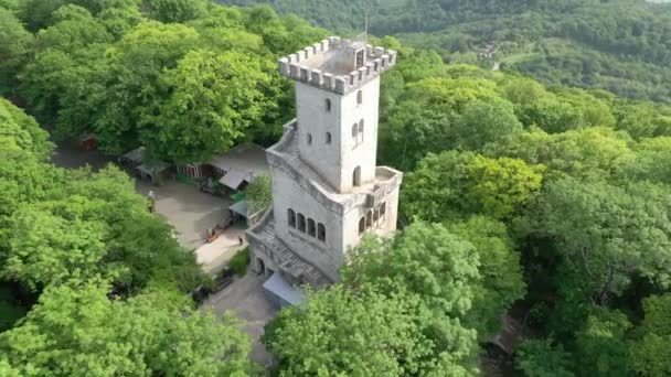 Tower Mount Ahun Sochi Aerial Video High Mountains Green Trees — Stock Video