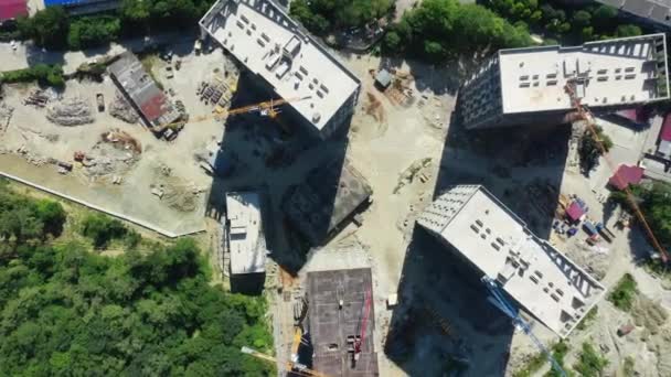 Vista Desde Arriba Complejo Viviendas Construcción Vídeo Aéreo Del Quadcopter — Vídeo de stock