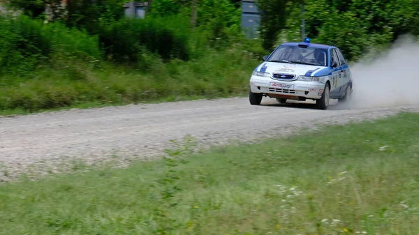 Sochi Russia July 2020 Racing Car Driving Lifting Dust Rally — Stock Photo, Image