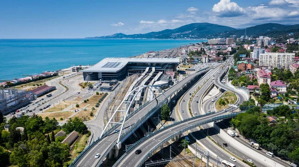 Vista Aérea Desde Arriba Estación Tren Sochi Adler Rzd Foto —  Fotos de Stock