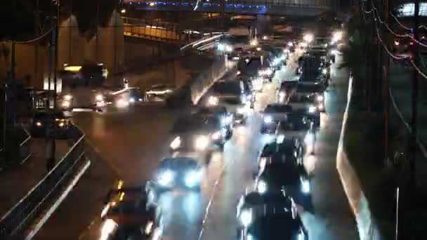 Trafic Temporel Nuit Carrefour Autoroutier Beaucoup Circulation Nuit Boucle Sans — Video