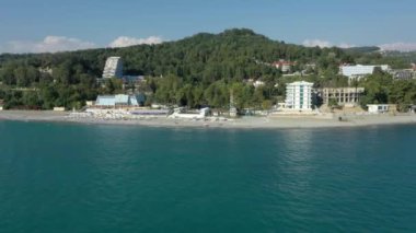 Rusya 'nın Soçi kıyılarının panoramik hava manzarası