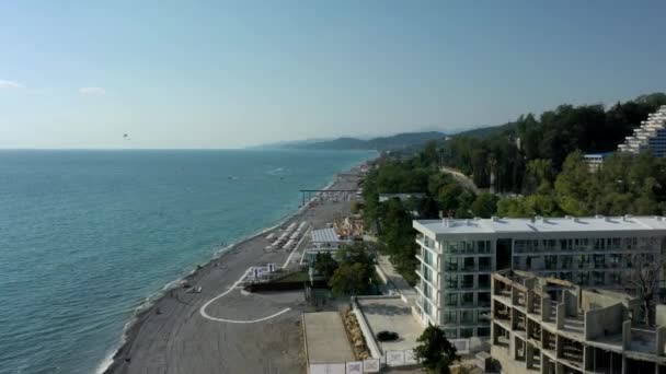 Panoramautsikt Över Havet Stranden Sotji Ryssland — Stockvideo