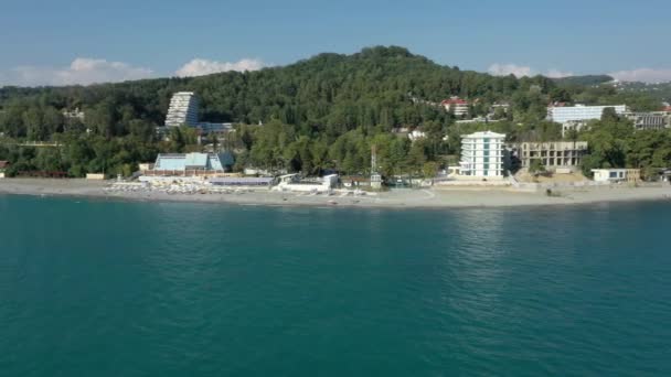Panoramautsikt Över Havet Stranden Sotji Ryssland — Stockvideo
