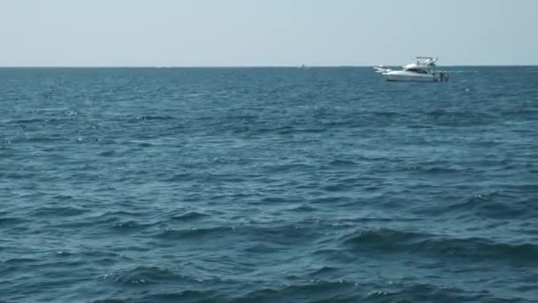 Widok z pływającego statku. Wycieczka łodzią. Linia Horizon, piękne widoki na morze z jachtu. — Wideo stockowe