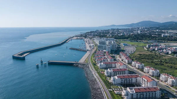 Vista Aérea Costa Azul Del Mar Negro Parque Olímpico Verano —  Fotos de Stock