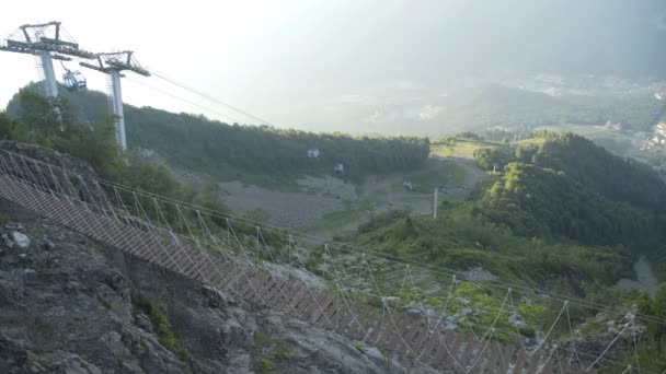 Iron Cabins Of Cableway In Caucasus Alps In The Summer Lift In