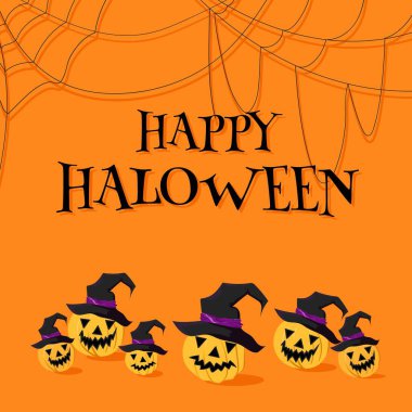 Büyücü şapkalı Jack Lantern balkabağı. Altında 