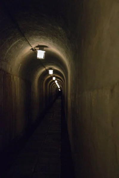 Cellar Corridor Underground Low Lit Invisible End — Stock Photo, Image