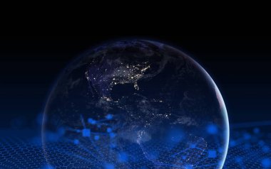 dünya küresel sosyal ağ 3d resimde arka plan öğeleri, Nasa tarafından döşenmiş bu görüntünün