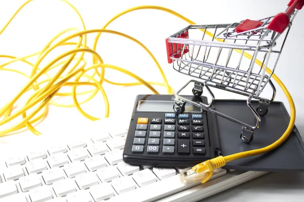 shoping cart with online digital network narket