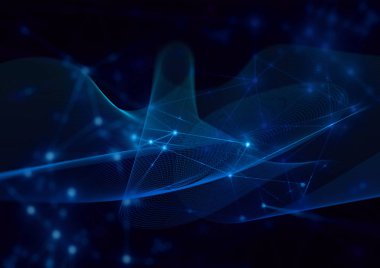 dalga eğrisi hologram Mavi Soyut Mavi Dijital Internet fütüristik teknoloji ağ arka plan illüstrasyon