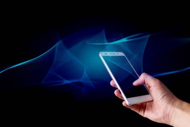 El değmek smartphone için bağlanmak için soyut dalga ile genel veri sosyal ağ