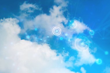 fütüristik mavi ai bulut depolama dijital teknoloji Internet ağ arka plan, sytem hologram bağlantı çalışma, şeylerin Internet web