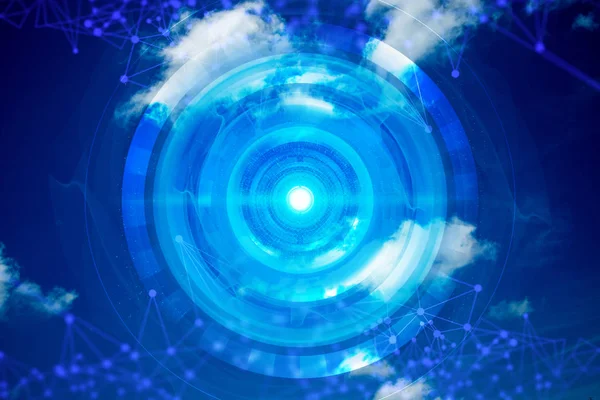 Futuristic Blue Cloud Storage Digital Technology Internet Network Background Illustration — Stock Photo, Image